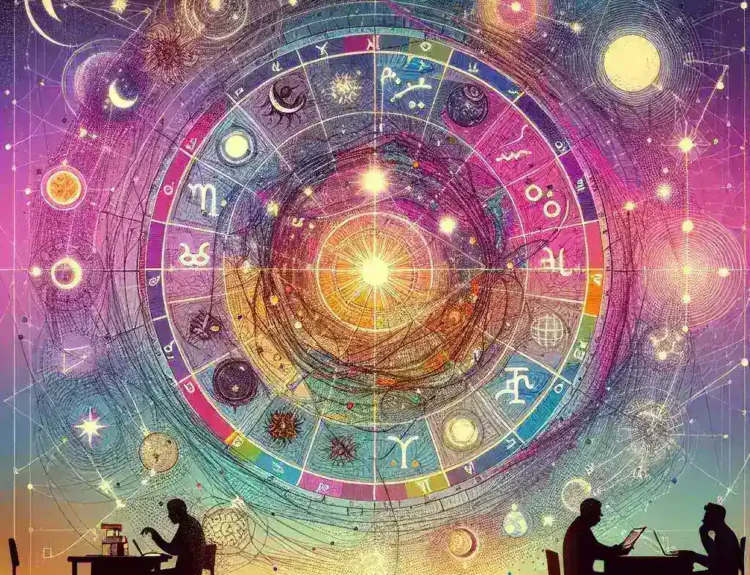 "Daily astrology chart displaying zodiac signs, planetary positions, and astrological aspects for personalized insights and predictions."